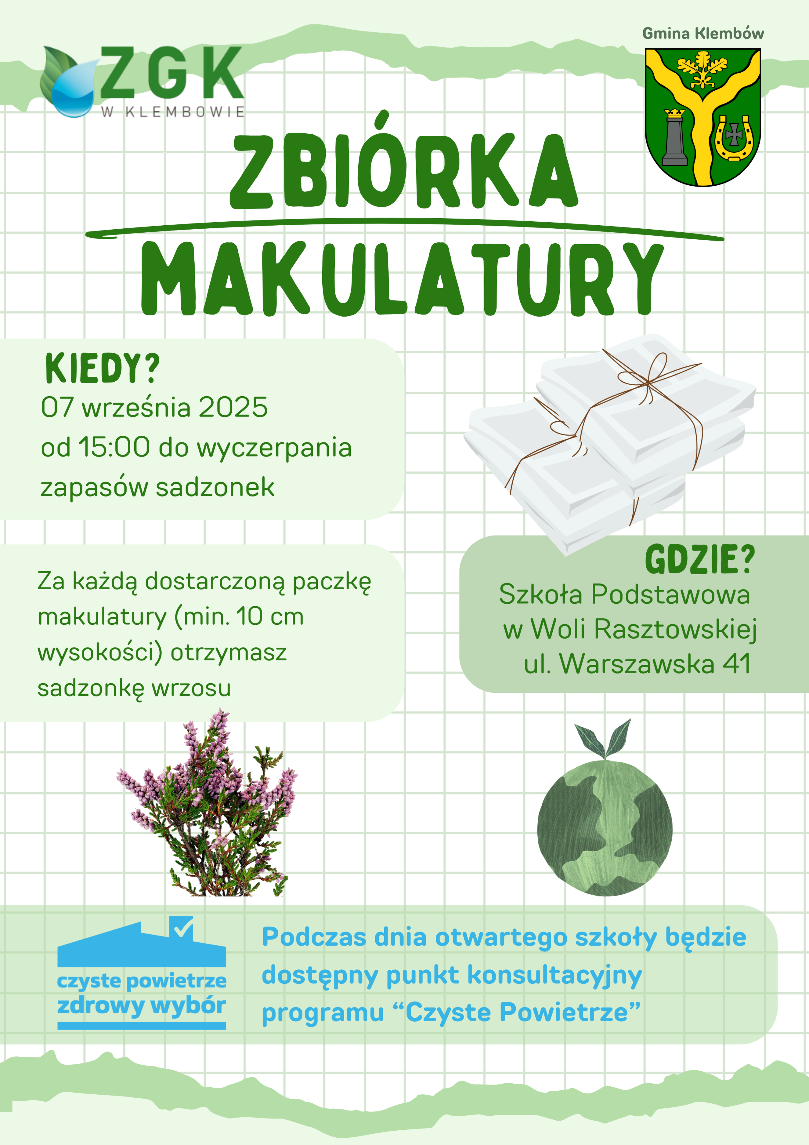 Zbiórka makulatury podczas dnia otwartego Szkoły Podstawowej w Woli Rasztowskiej
